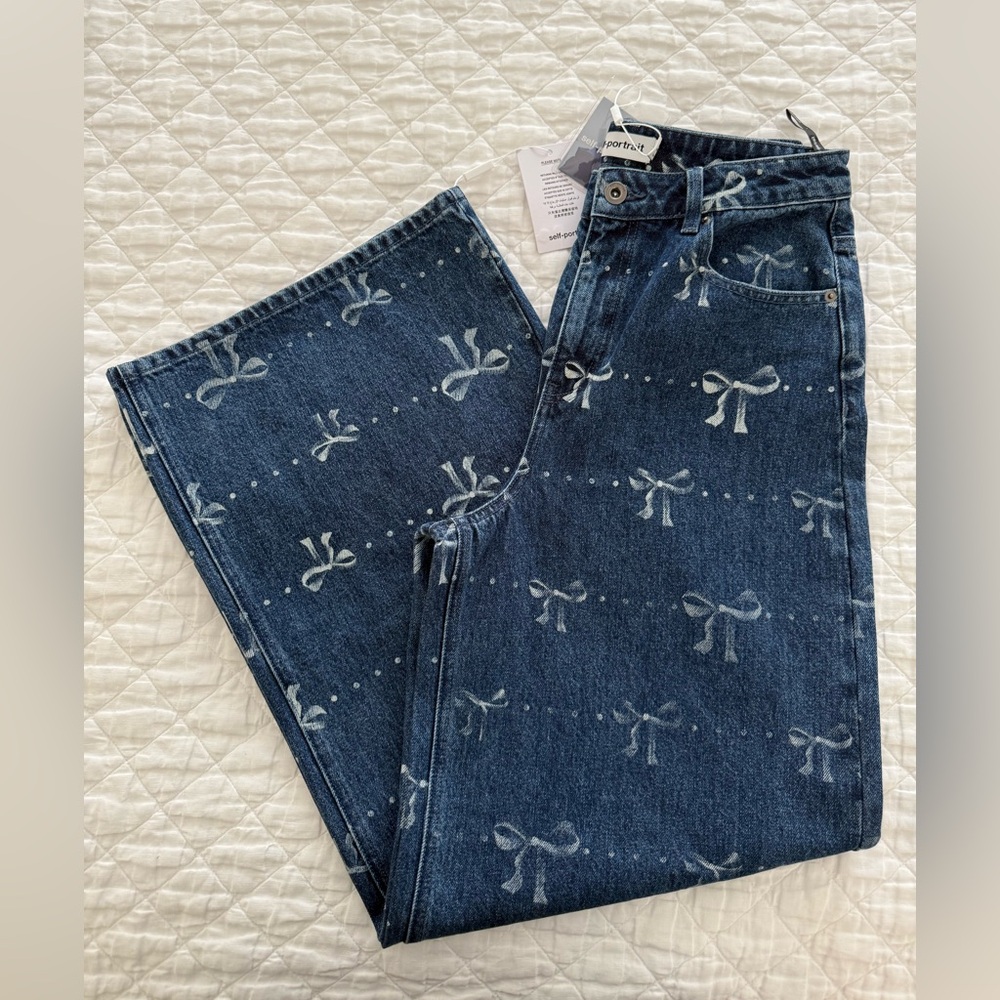 🌟 Self-Portrait Bow Jeans – Blue – Size 30 – NWT 🌟 - Picture 9 of 9